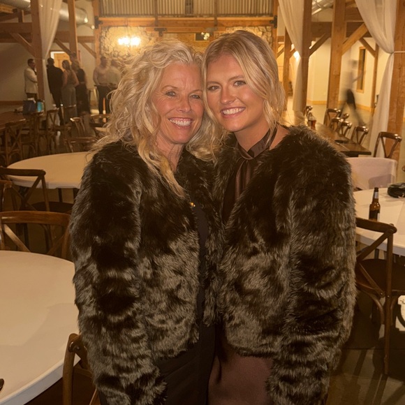 new VOCAL brown FAUX FUR JACKET WRAP western BOHO SM-XL holidays party STYLE-IN - Picture 8 of 10